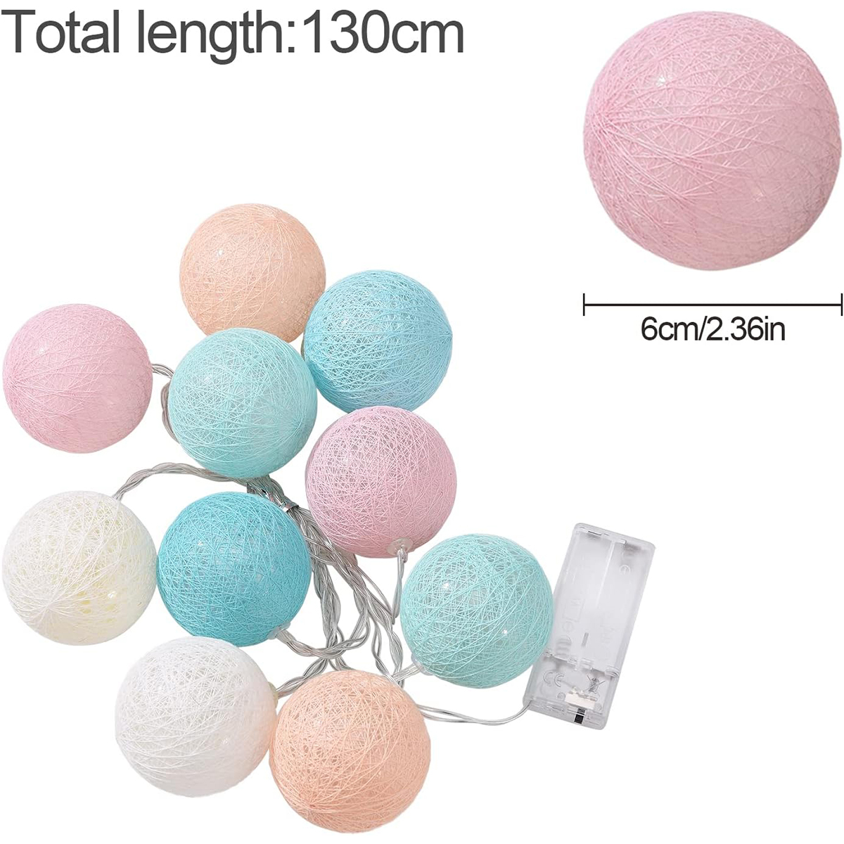 LED cotton thread ball color lights holiday creative bobble ball outdoor camping small color lights string