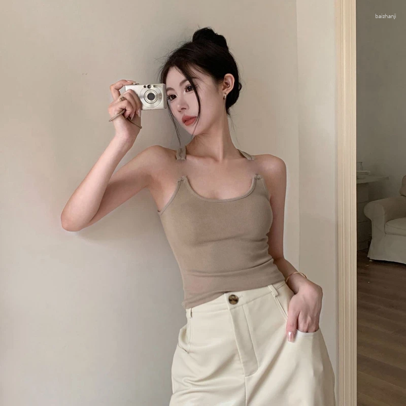 Women's Tanks Rib Knit Y2k Clothes Invisible Clear Shoulder Strap Stretch Shirts Low Cut Sleeveless Slim T-shirts Women 2024 Summer Tank Top