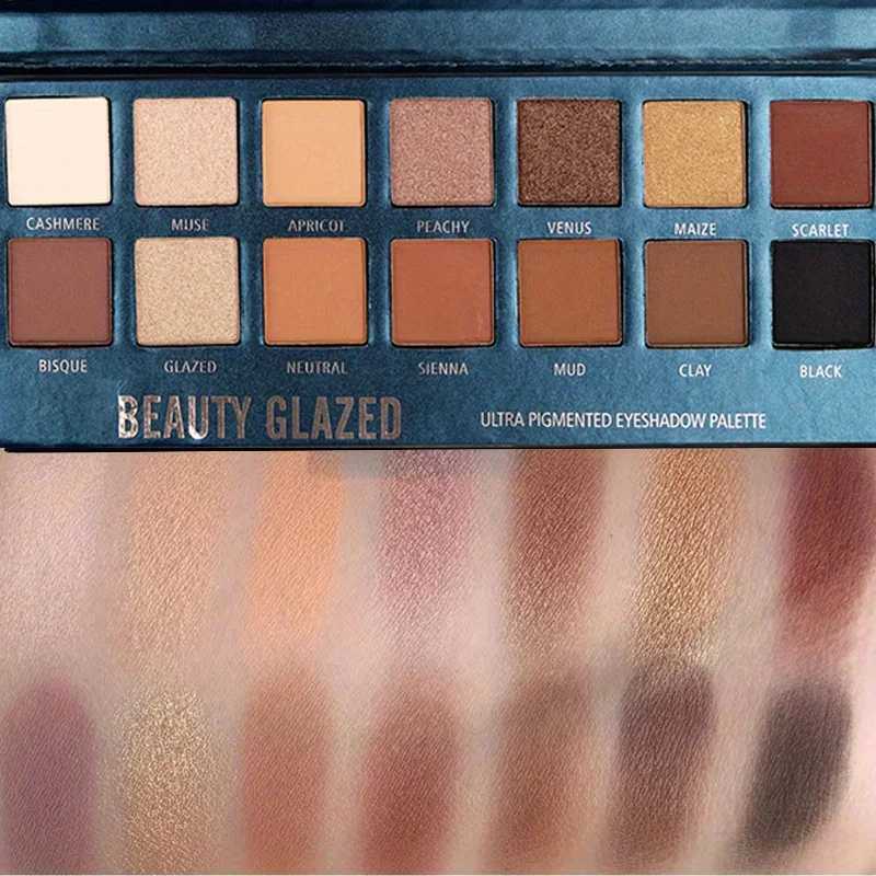 BEAUTY GLAZED 14 Colors Eyeshadow Palette Matte High PigmentedNude Color Waterproof Long Lasting Neutral Cream Makeup Palette W250520