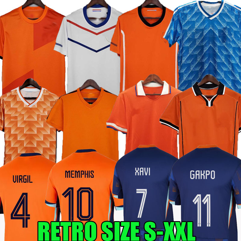 NetHErlANds MEMPHIS HoLLAnd Soccer Jersey 2024 2025 V.PERSIE Bergkamp Bergkamp MEMPHIS XAVI GAKPO 1988 1992 1994 1996 1997 1998 2000 2010 2012 retro Football Shirt
