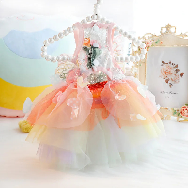 Princess Clothes Pet Dress Skirt Summer Dog Wedding York chihuahua poodle For Dogs Skirts Cat Dresses 240722 H260130