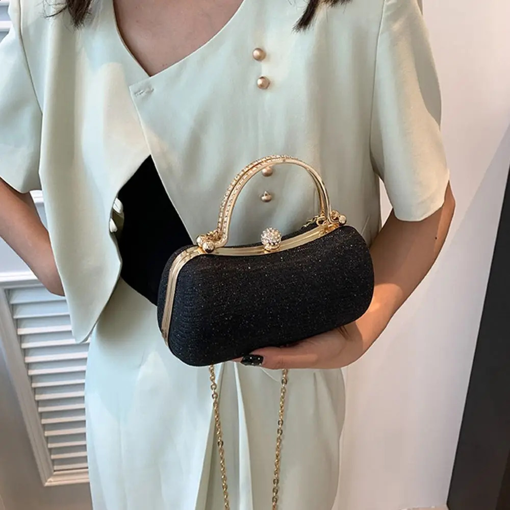 1Pc Clutch Bag Evening Fashion Shoulder Dinner Women Handbags Beaded Rhinestones Chain Purse for Wedding Party 240731