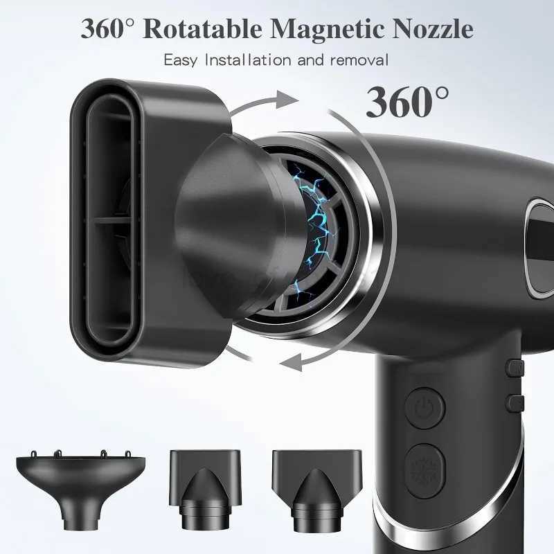 Slopehill Foldable Professional Ionic Hair Dryer 2000W Portable Blow Dryer with Magnetic Diffuser Attachment for Curly HairM240723