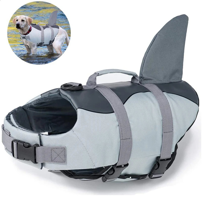 Pet Dog Safety Swimsuit Dog Life Jacket Ripstop Dog Lifesaver Shark Vests With Rescue Handle For Swimming Pool Beach Boating 240722