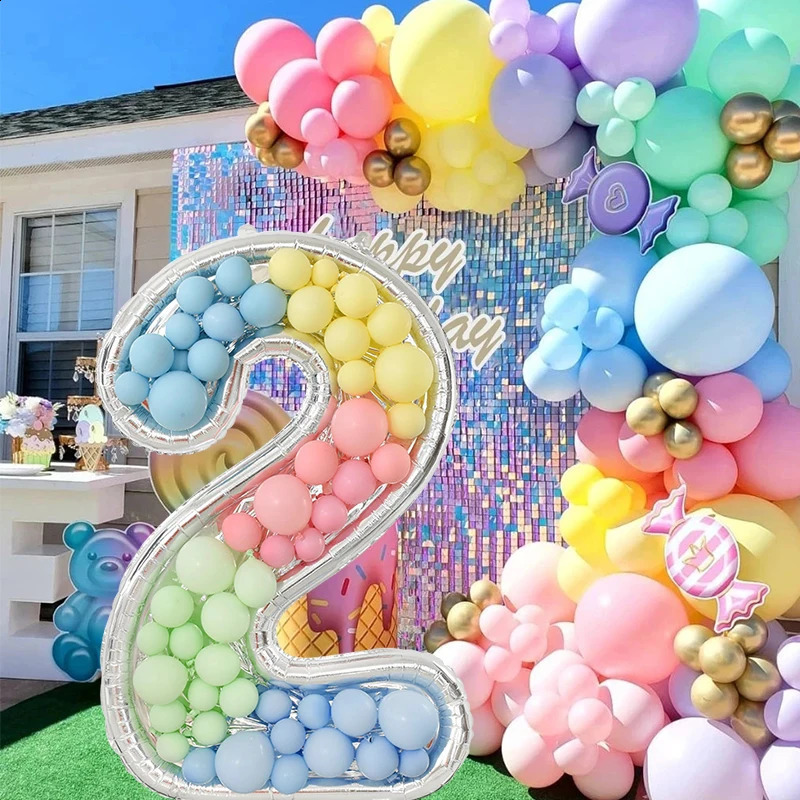 65inch Giant Number Balloon Frame Kids Birthday Decoration Figure 0-9 Balloons Filling Box Anniversary Baby Shower Party Decor 240719