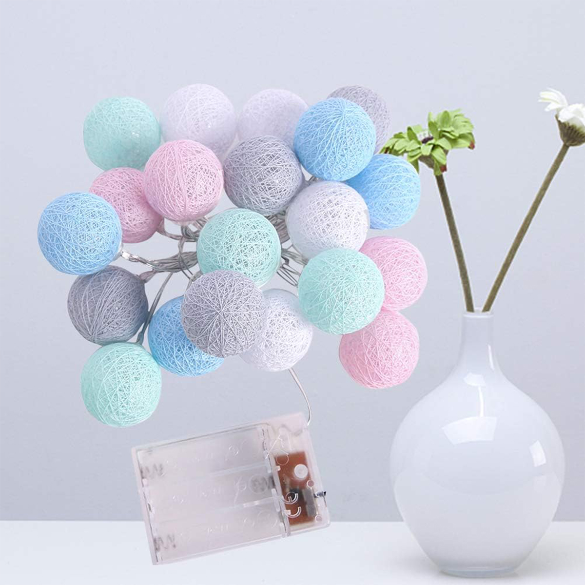 LED cotton thread ball color lights holiday creative bobble ball outdoor camping small color lights string