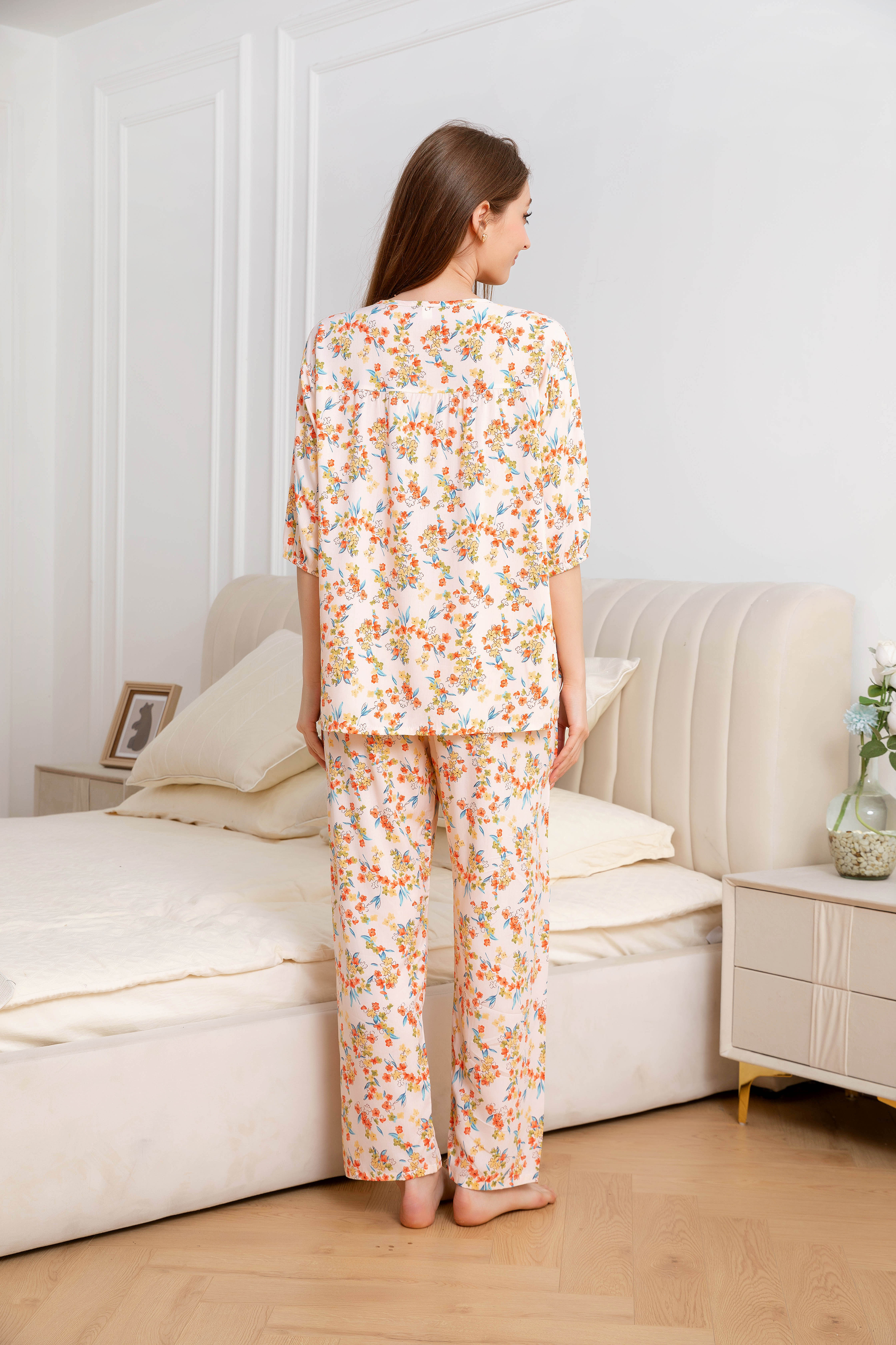 Women's home clothes, pajamas, inulin small floral pants set C203