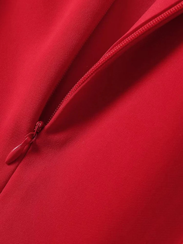 ZJYT Elegant Womens Party Dresses Long Sleeve Fashion Autumn Clothes Bowknot Stand Collar Midi Dress Vestidos Femininos 240712