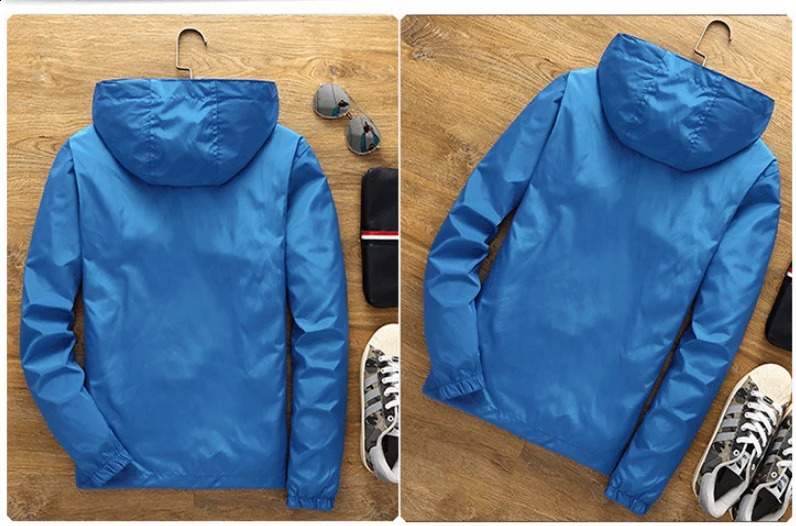 Spring and summer hooded mens jacket CCM hockey mens casual windbreaker zipper thin section hooded jacket men 7XL 240722