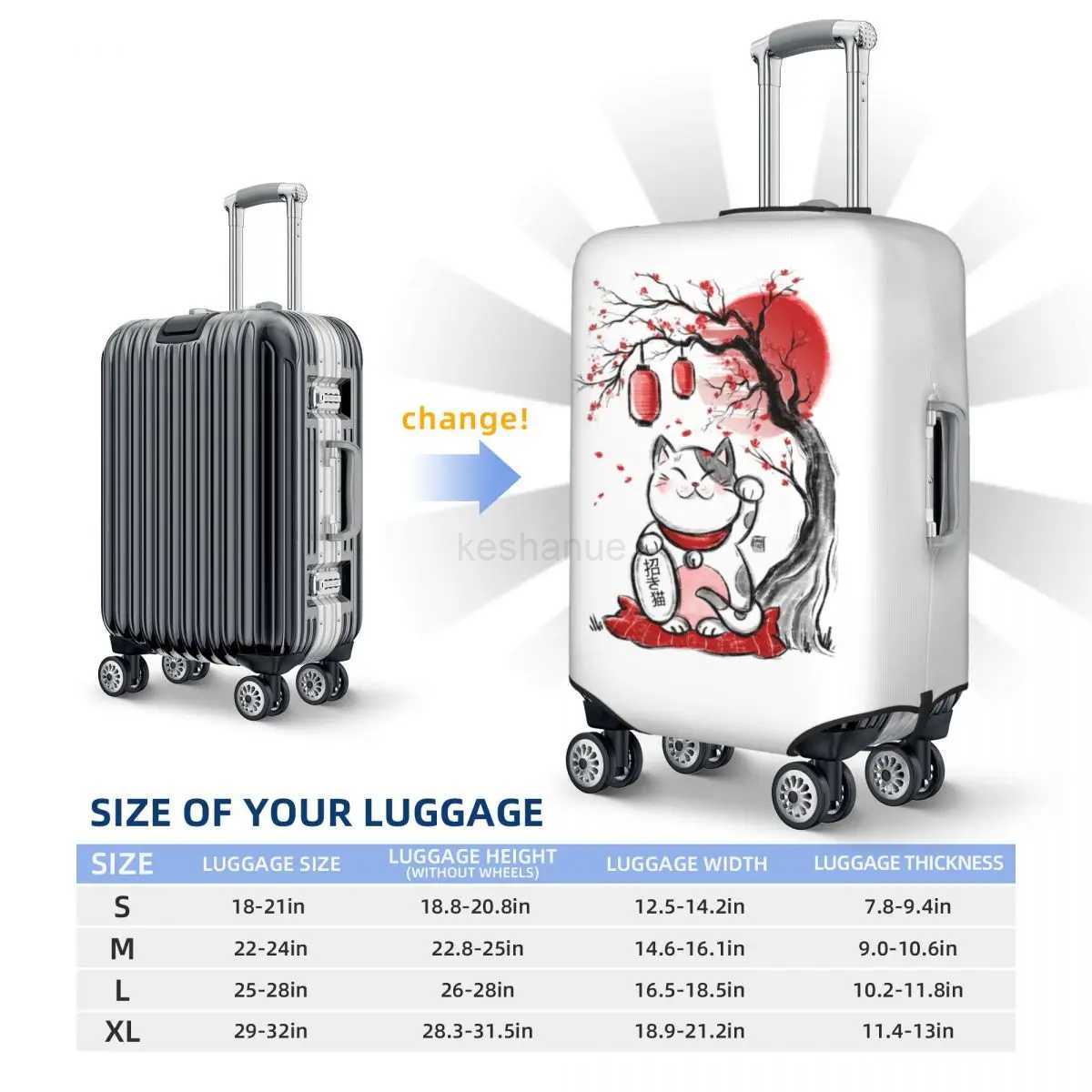 Custom Maneki Neko Sakura Flowers Luggage Cover Protector Lucky Cat Cherry Blossom Suitcase Protective Cover for 18-32 InchXJ240723