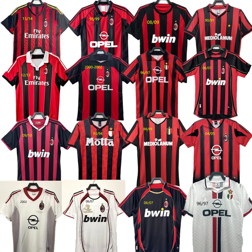 AC Retro Soccer Jerseys 02 03 04 05 06 07 08 09 2000 2002 2010 11 12 13 14 MILANS football shirt Gullit 88 89 90 91 93 94 95 96 97 98 99 KAKA RONALDINHO Vintage Classics jerseys