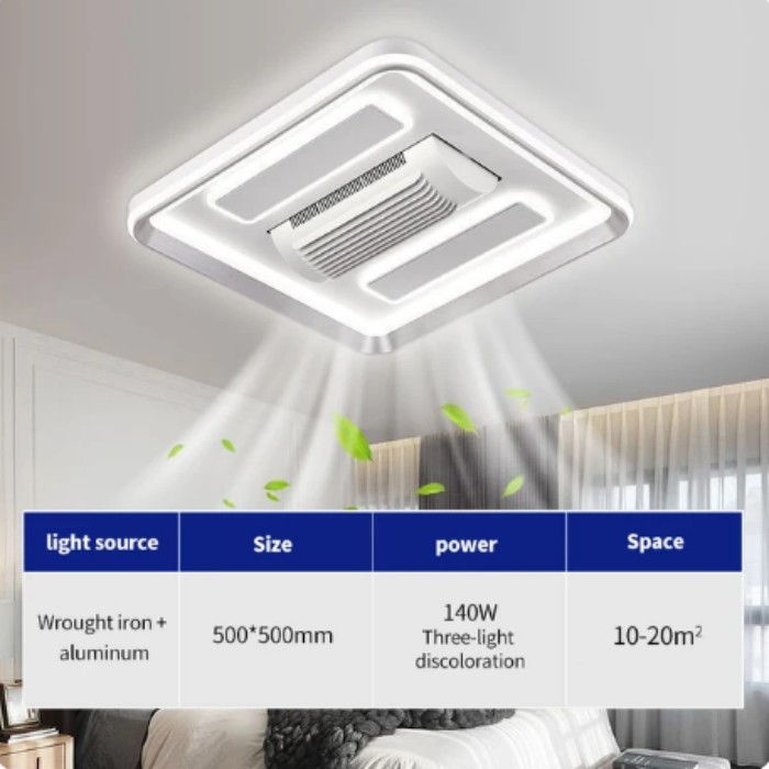 LED Invisible Bladeless Ceiling Fan Chandelier Smart Home Decoration for Living Room Bedroom Children's Room Indoor Lamps
