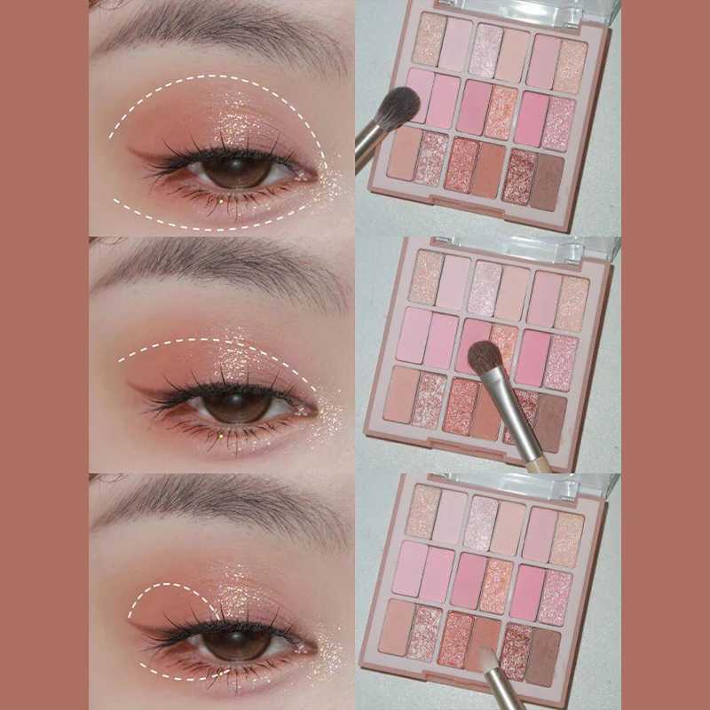 Pearl eye shadow Palette Matte Glitter Sequins eye shadow Lasting Korea eye shadow Makeup Tray Pink Earth ColorW240730