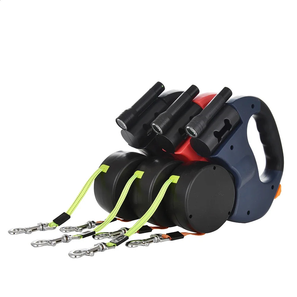 Dual Dogs Pet Leash Ropes Auto Retractable Pet Cat Dog Traction Rope Adjustable Dual Dogs Strap Auto Flexible Dog Pet Leash Rope 240722