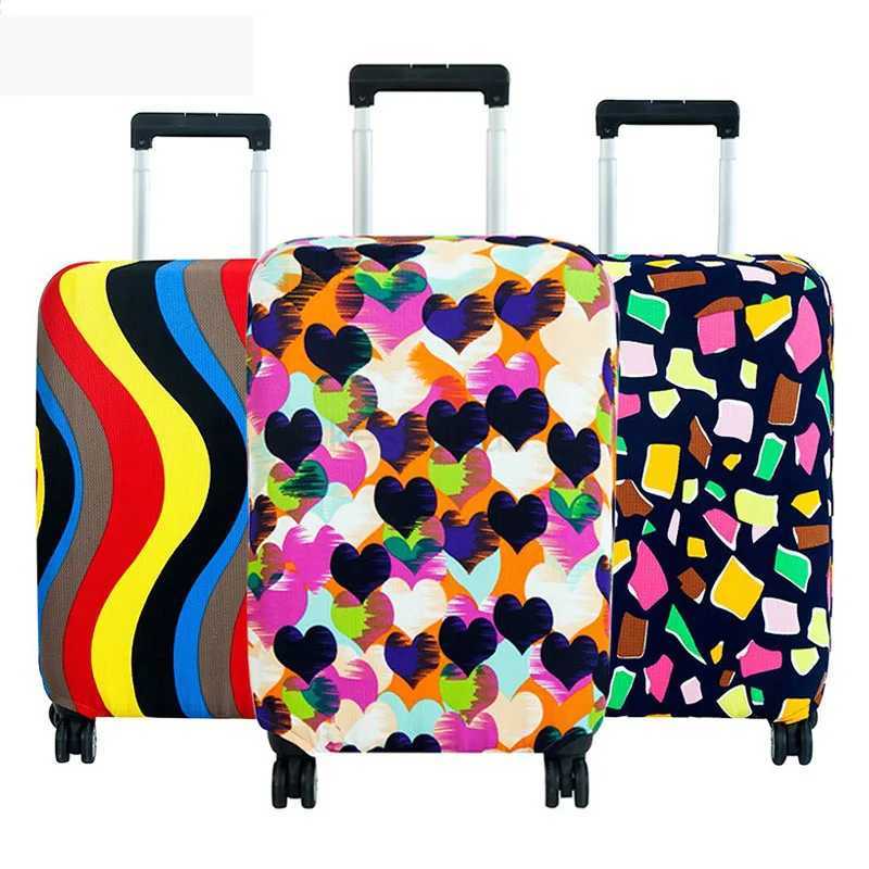 Fashion Suitcase Cover High Elastic Geometry Love Heart Shaped Luggage Case Dust Cover 18-32Inch Suitcase Essential AccessoriesXJ240723