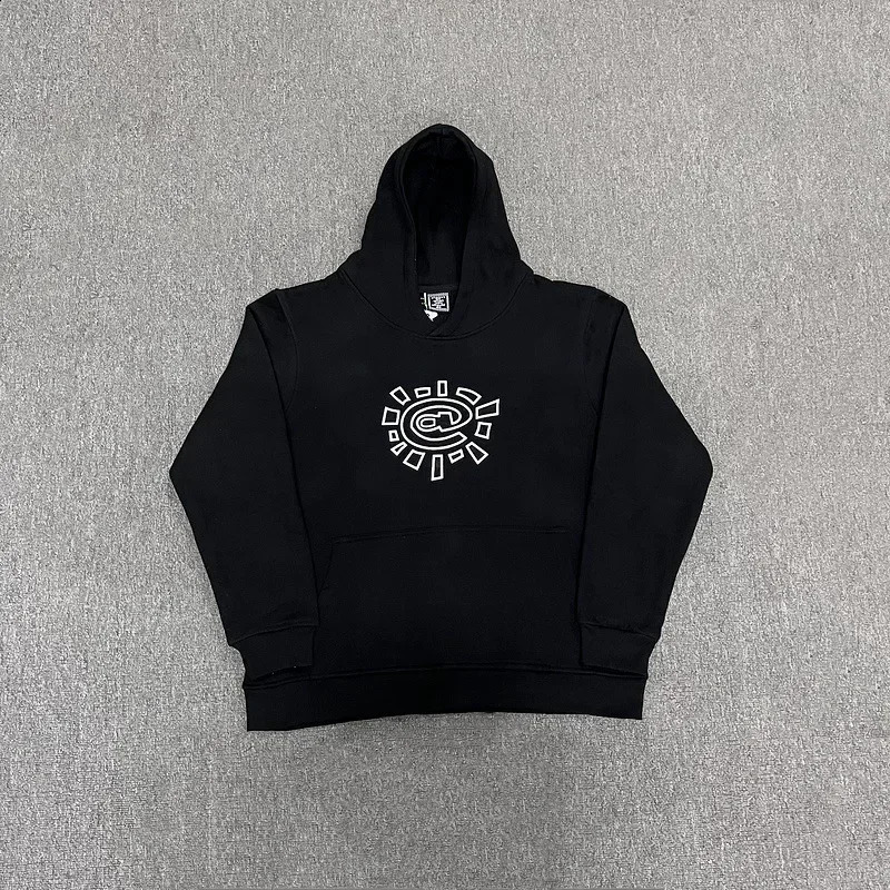 Oversized Sun Roll Print Hoodie Men Women Streetwear Neckline Sports Couple Retro Loose Casual Trendy Clothes and Pants 240722