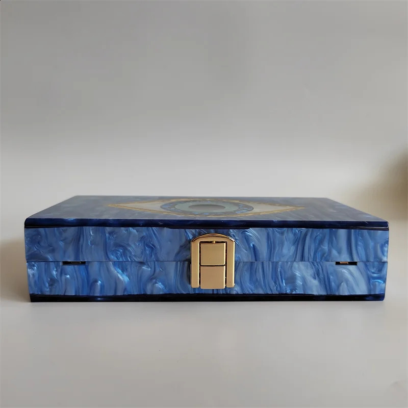 Acrylic Purses and Handbags for Women Evil Eyes Light Sky Blue Perspex Box Clutch Elegant Banquet Evening Handbags Crossbody Bag 240716