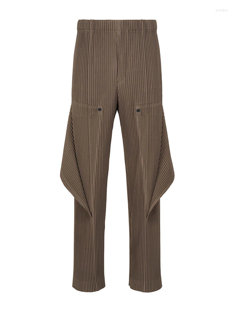 2025 S Fashion Designer Men S Pants Miyake Pleated Pocket Detachable Cargo Designer Clothes Business Casual Straight Leg