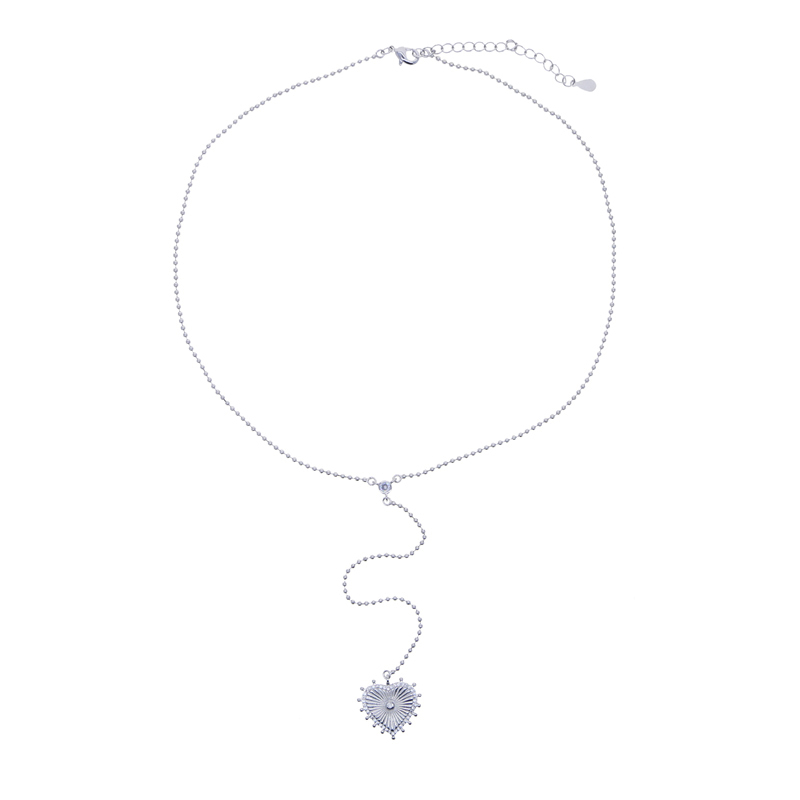 2025 Heart Pendant Fashion Necklace Wholesale High Quality Beaded Chain Sparking CZ Long Sexy Y Larait Women Jewelry