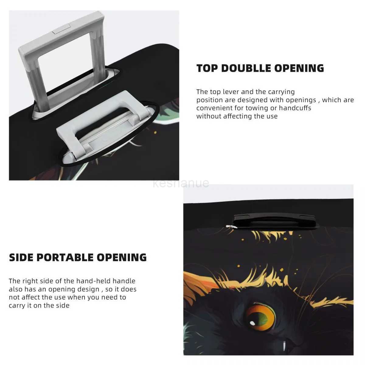 Cute Kitten Suitcase Cover Black Cat Business Holiday Strectch Luggage Accesories ProtectorXJ240723