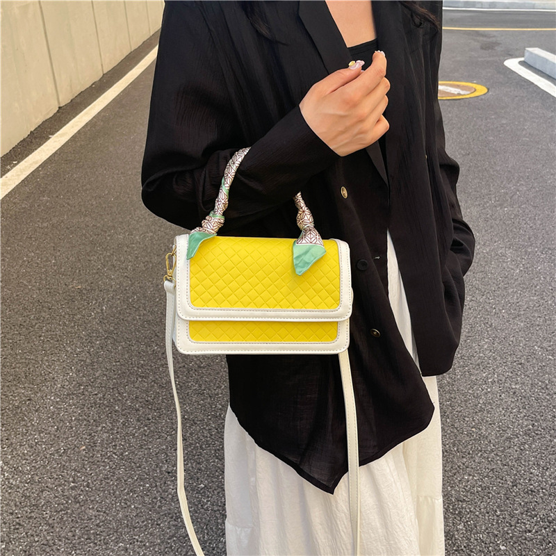 Fashion for women 2024 new plaid contrasting color handbag with versatile texture, single shoulder crossbody small square bag H723#30 ddmy 2b78