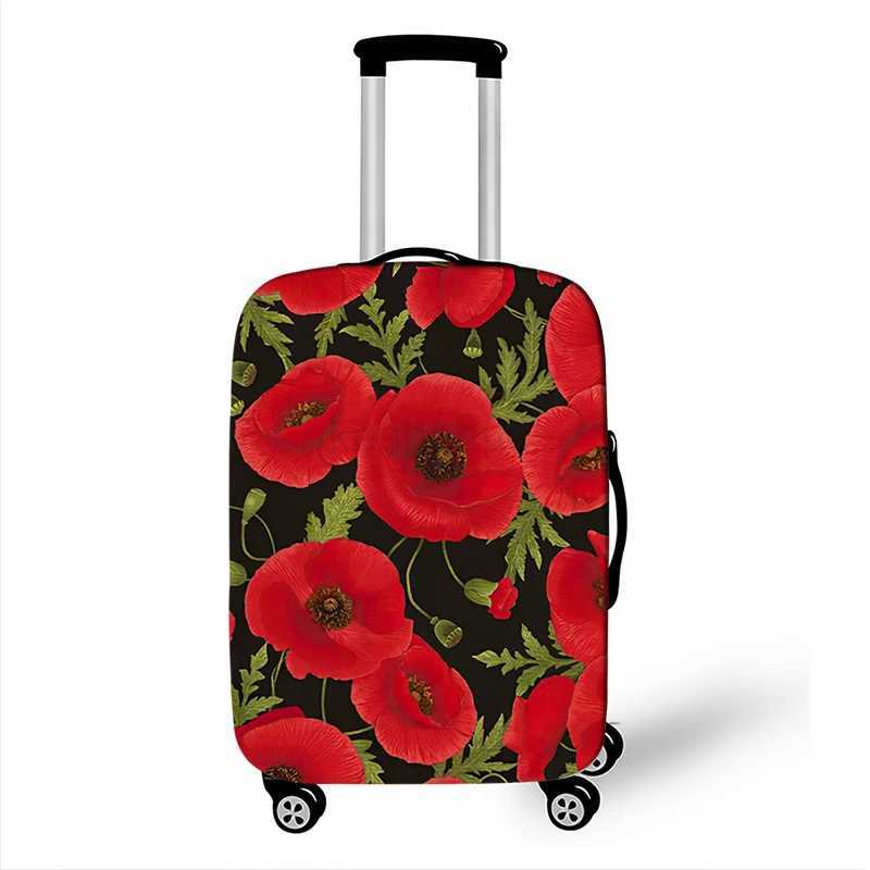 Beautiful Red Poppy Flower Suitcase Cover Travel Accessories Elastic Luggage Protective Covers Anti-dust Trolley Case CoverXJ240723