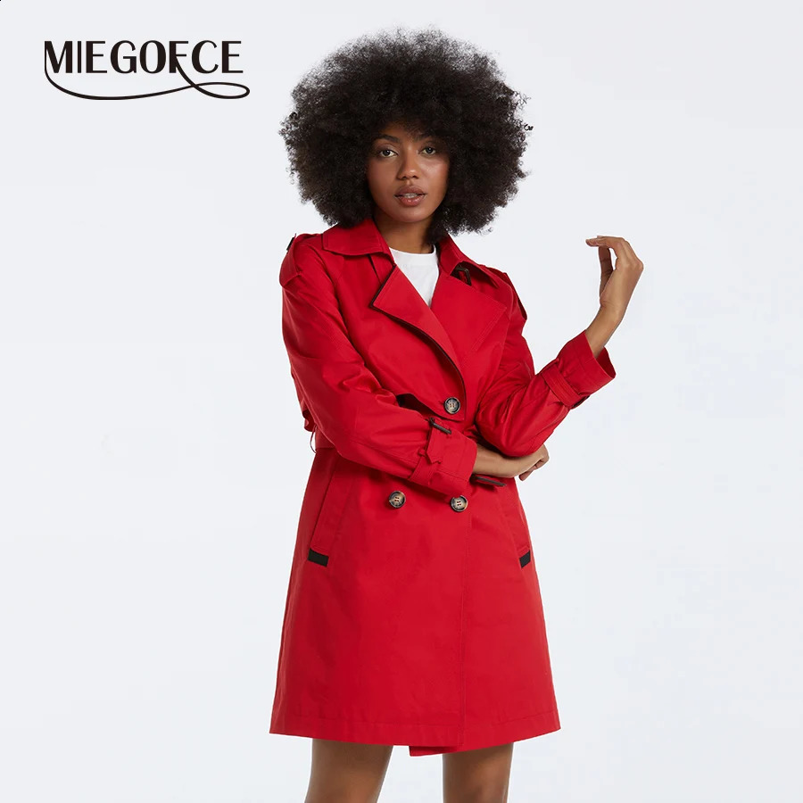 MIEGOFCE Spring Autumn Elegant Womens Windbreaker Lapel Collar Double-breasted Womens Trench Coat Casual Parka F23805 240716