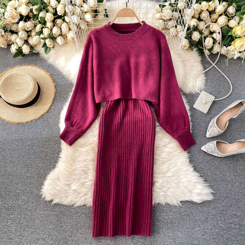 Dress 2020 New Womens Knitted Top Short, High Waist, Versatile Tank Top, Stylish Two Piece Set Temperament Sexy Bifurcated Denim Dress High Waist Dres