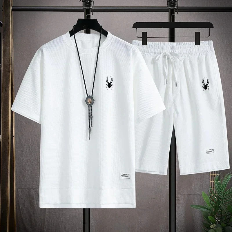 Summer Mens Sets Fashion Korean Tracksuit Men Short Sleeve T ShirtsSport Shorts Suit Men Casual Men Clothing Mens Joggers Sets 240816