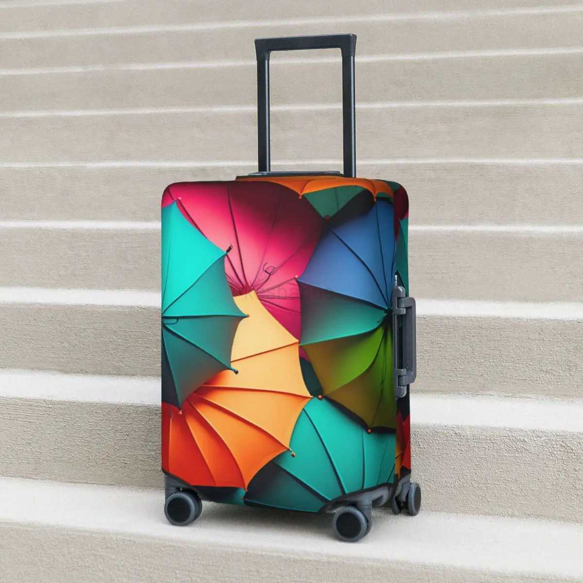 Colourful Umbrella Pattern Suitcase Cover 3d Design Business Protector Vacation Useful Luggage SuppliesXJ240723
