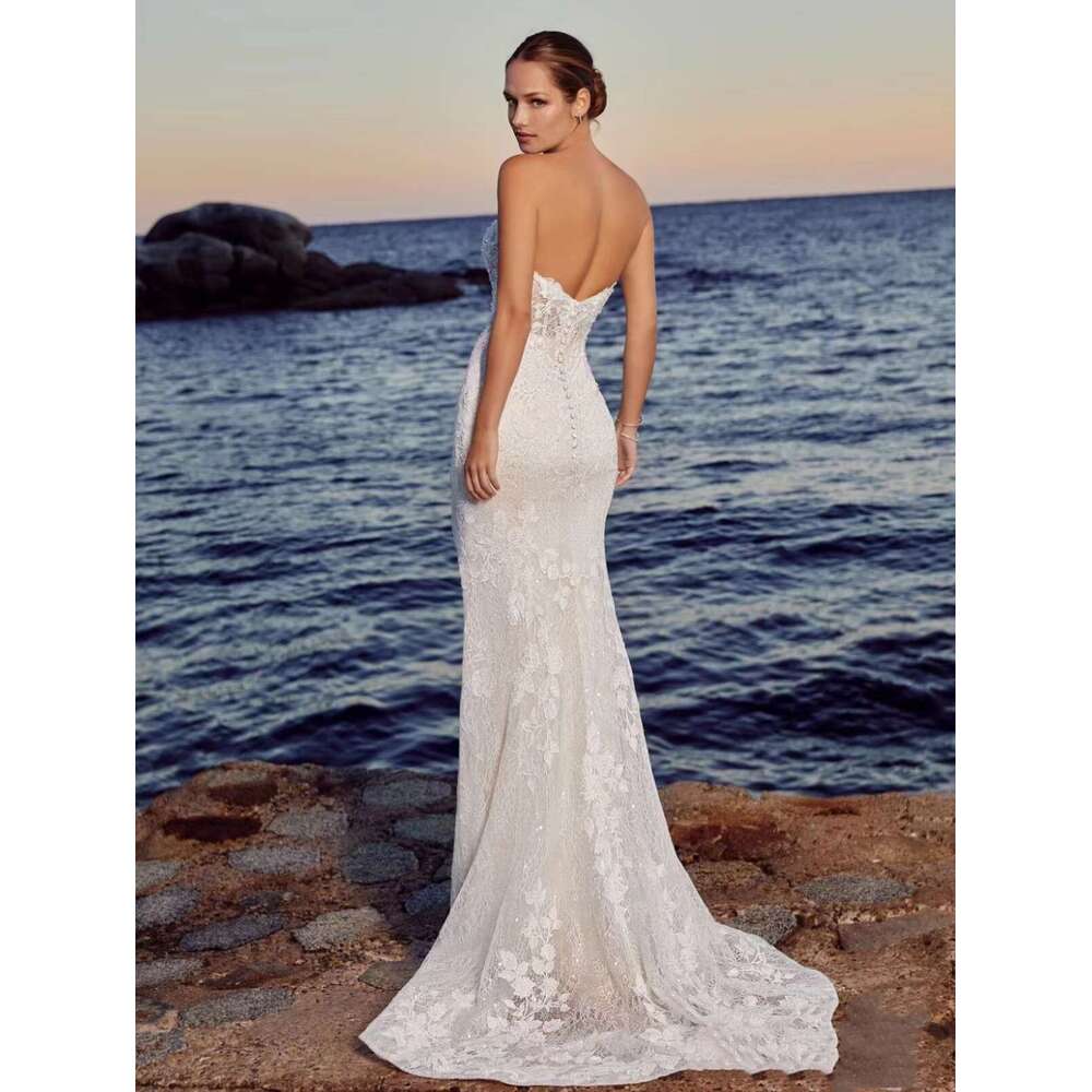 Beach Wedding Dresses With Detachable Train Sexy Bridal Gowns Lace Robes Sleeveless Backless Vintage Vestidos De Novia 2024 0213