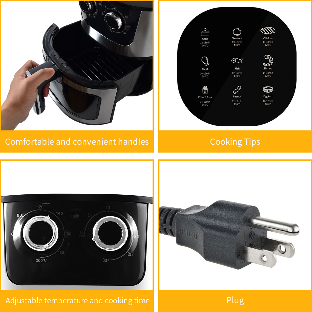 US Stock 7L Family Air Fryer Electric Hot Airfryer Oven Digital Control for Cook, Crisp, Broil, Roast, Nonstick Dishwasher-Safe Parts home appliances