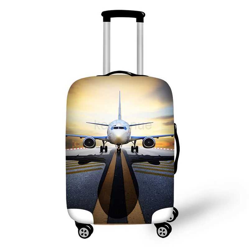 Aircraft pattern Elastic Luggage Protective Cover Zipper Suit For 18-30 inch Trunk Case Travel Suitcase Covers BagsXJ240723