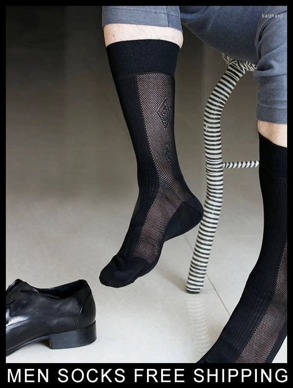 Sexy Socks Mens Socks Formal Dress Suit Silk For Leather Shoes Mens Sexy Thin Sheer Gay Sock Fetish Collection Hose Stockings z241106