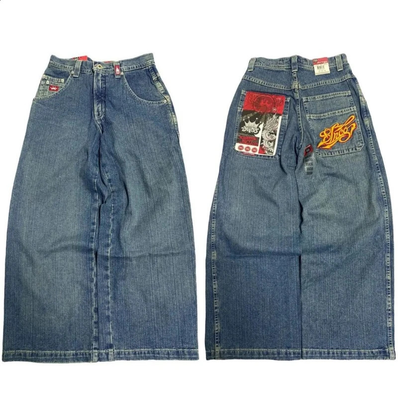 Y2K clothing cargo pants men JNCO Embroidered high quality jeans Hip Hop streetwear baggy Harajuku vintage wide leg 240713