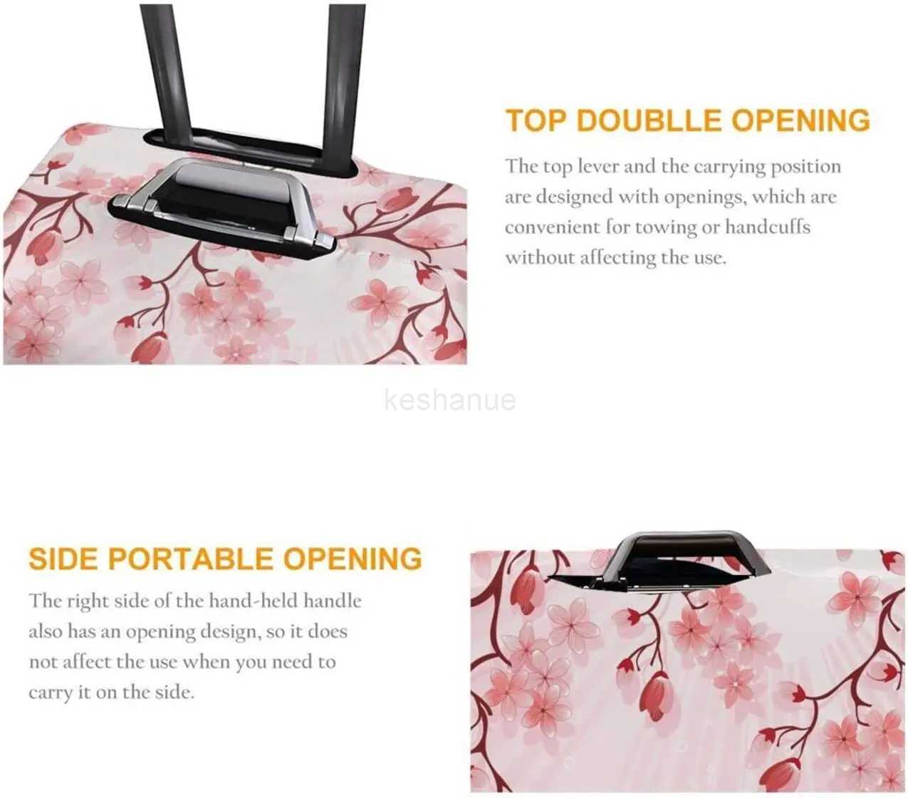 Luggage Cover Beautiful Cherry Blossom Thickened Elastic Travel Suitcase Protector Flowers Print Washable Baggage Gear CoversXJ240723