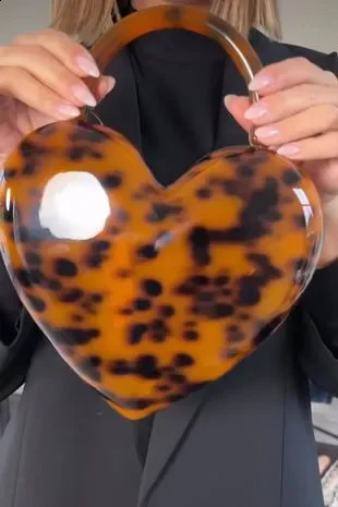DHXJ Acrylic heart bag women evening party cute amber dot color purse clutch handbag wholesale 240722