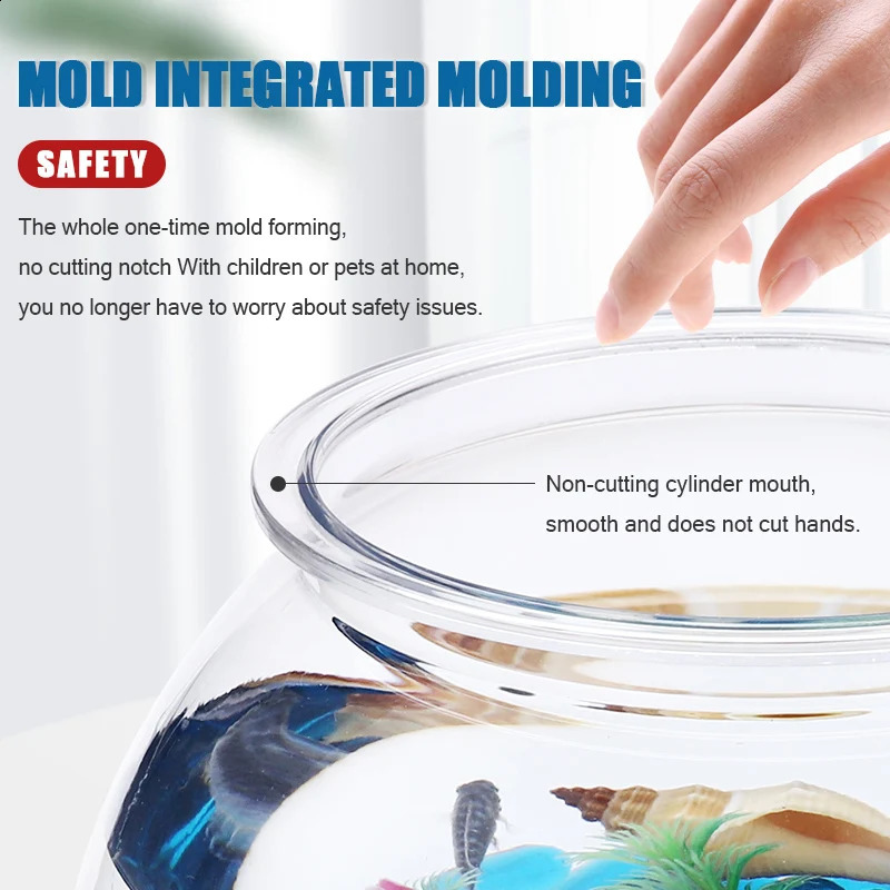 Fish Bowl Plastic L M S Sizes Desktop Aquarium Tanks Round Durable Fish Tank for Betta and All Mini Fish 240723