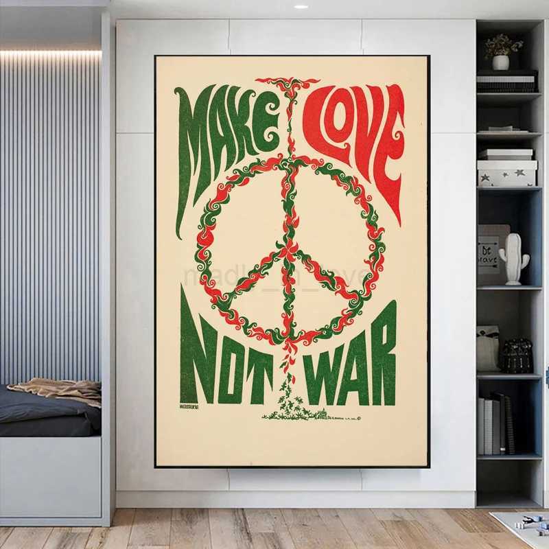 Retro Make Art Not War Wall Art Prints Canvas Painting Shepard Fairey Vintage Poster Wall Picture For Room Interior Home DecorM240722