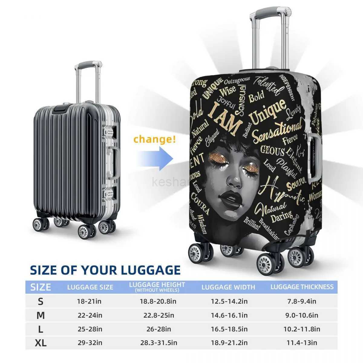 African American Woman Suitcase Cover Holiday Black Girl Elastic Luggage Supplies Cruise Trip Protection Xmas GiftXJ240723