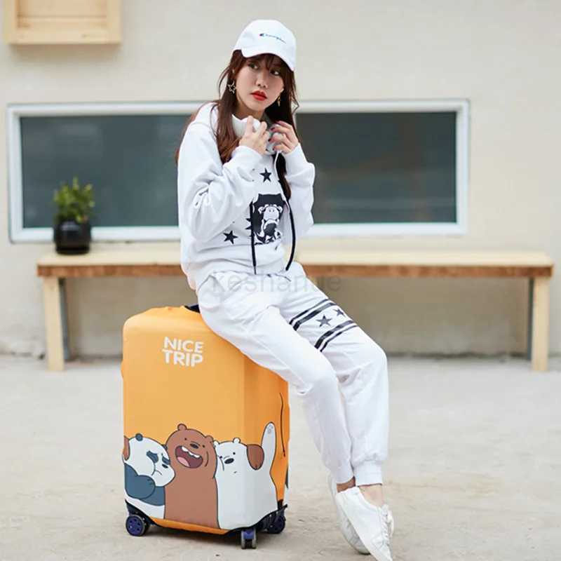 Cute Bear Luggage Cover Travel Suitcase Protector Suit For 18-32 Size Trolley Case Dust Travel Accessories Elasticity Box SetsXJ240723