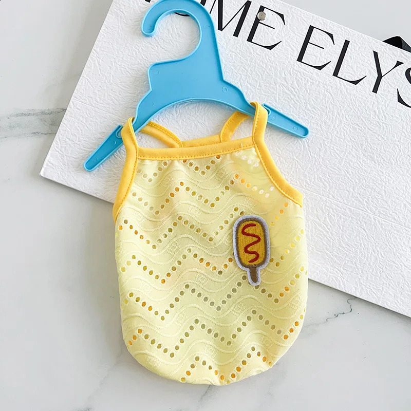 Summer thin Mesh Cute Pet Dog sling Vest Pomeranian Teddy Puppy Clothes Soft Breathable for small dogs Apparel cats costume 240722