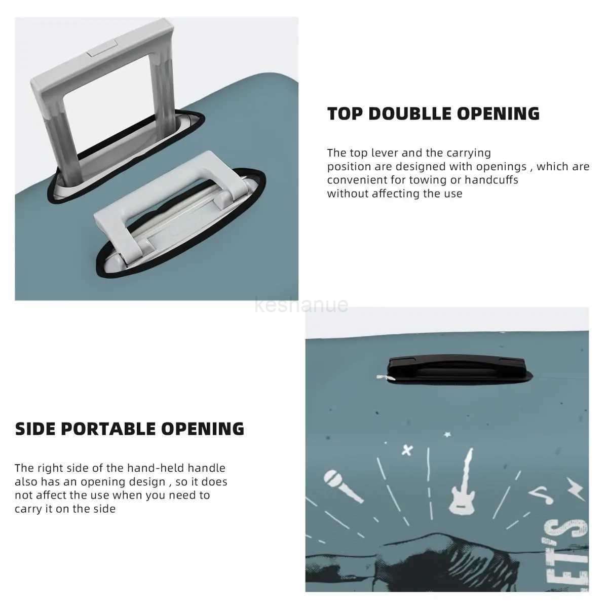 Hipster Vintage Label Suitcase Cover Rock Holiday Cruise Trip Elastic Luggage Case Protection Xmas GiftXJ240723