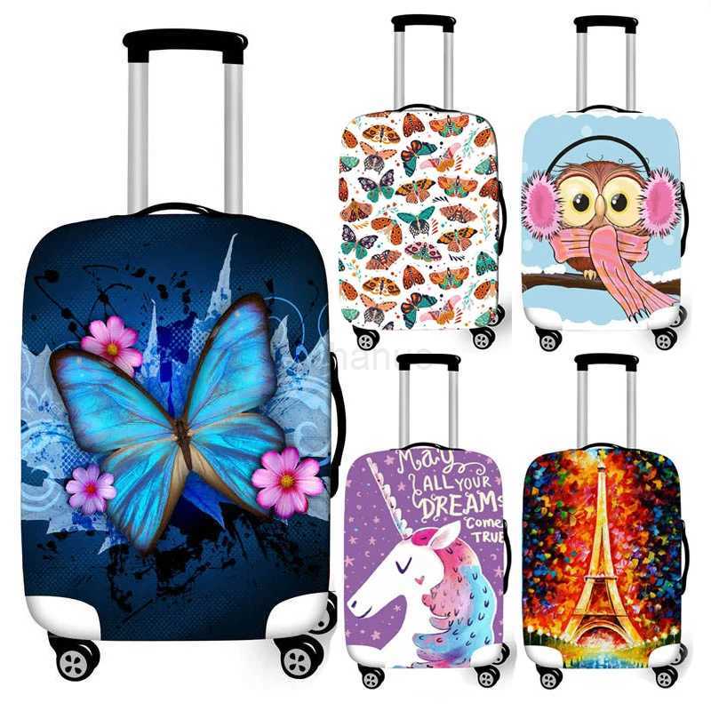 Butterfly / Unicorn / Eiffel Tower Print Luggage Cover for Travel Baggage Elastic Suitcase Cover Trolley Case Protective CoversXJ240723