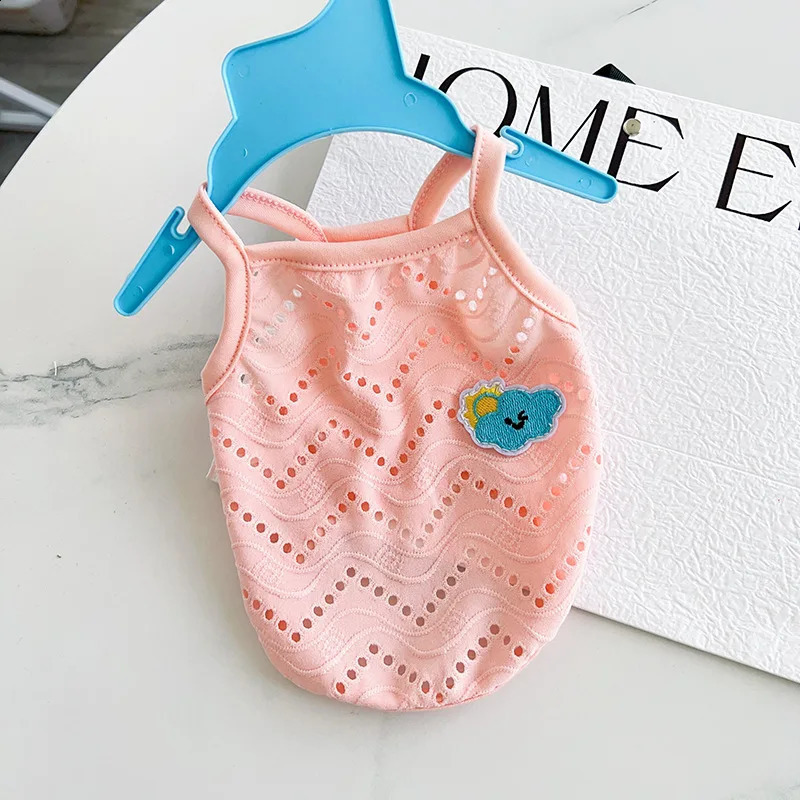 Summer thin Mesh Cute Pet Dog sling Vest Pomeranian Teddy Puppy Clothes Soft Breathable for small dogs Apparel cats costume 240722