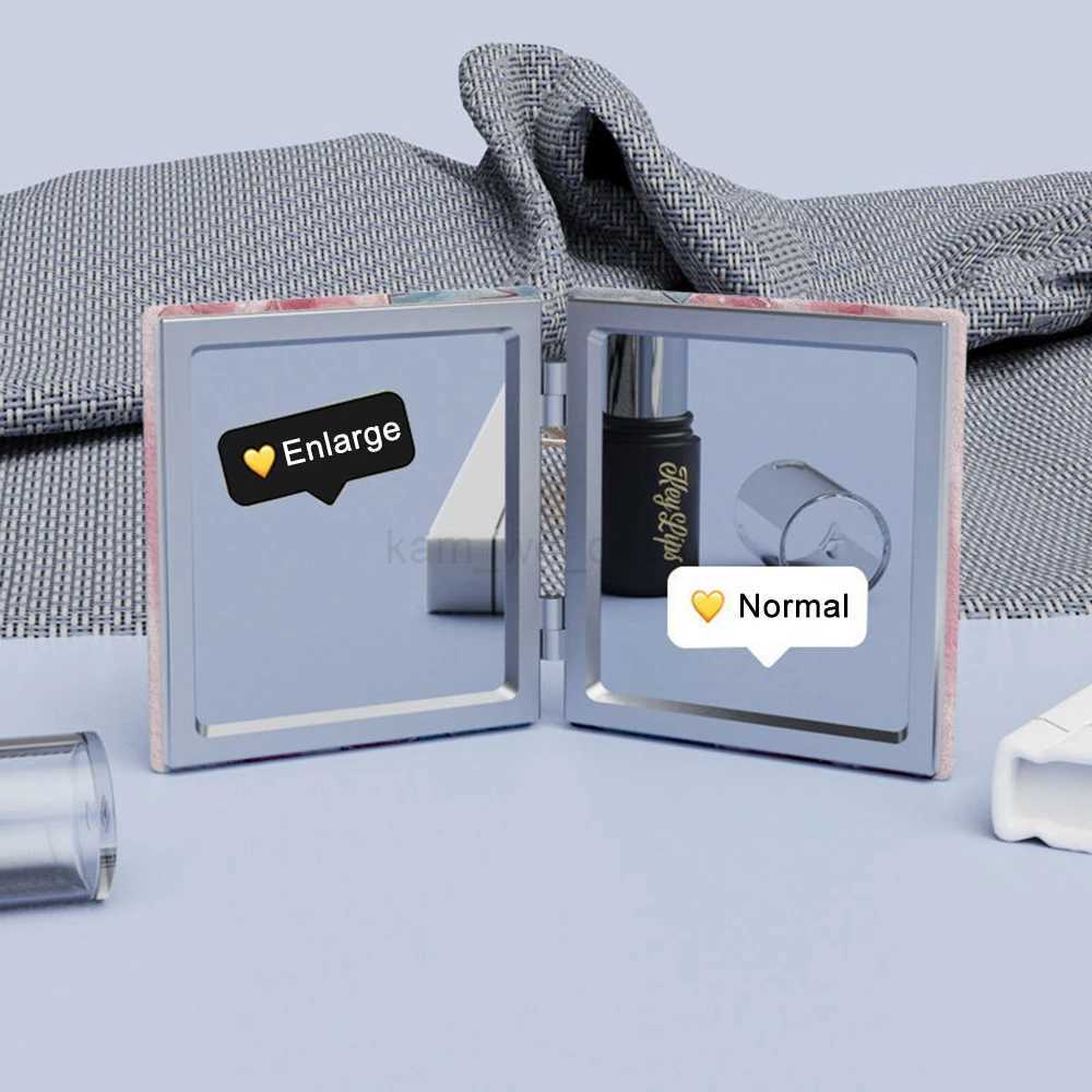 Portable Double-Sided Folding Makeup Mirror Tulip Square Magnifying Mirror Pocket Compact Vanity Handheld MirrorM240722