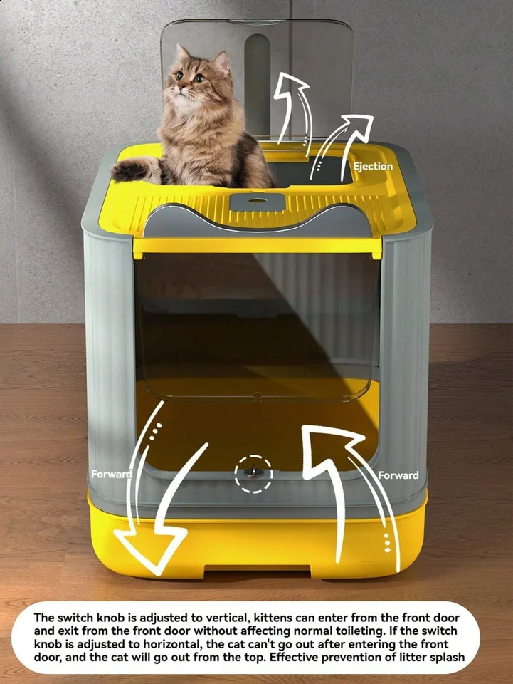 Portable Cat Litter Box with UV Sterilizing Lamps No-Assembly-Detachable Fully Enclosed Cat Litter Box Medium Feline 240722