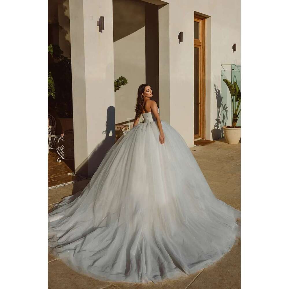 Sparkle Wedding Dresses Woman's A e Sleeveless Sweetheart Ball Gowns Fuffy Organza Formal Bride Party