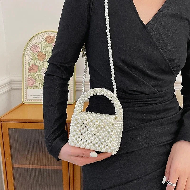 Womens Bag Handwoven Beaded Handbag High Quality Fashion Trendy Beach Vacation Phone Makeup Party Bag Bolso de mujer 240723