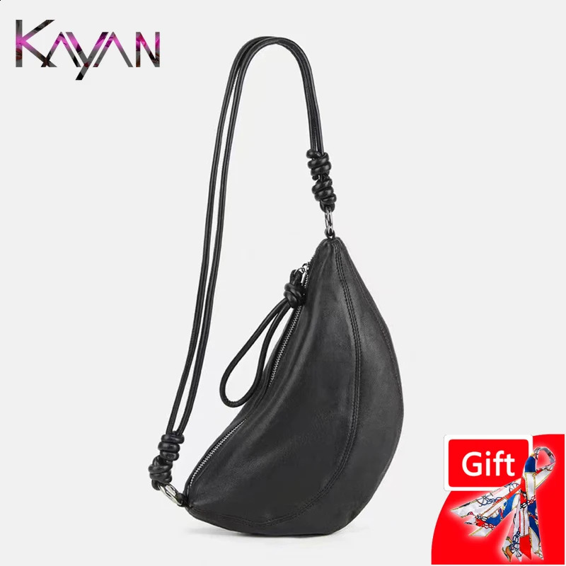 Korean Casual Sheepskin Women Shoulder Hobo Dumpling Bag 100% Natural Genuine Leaher Female Crossbody Saddle for Ladies 240722